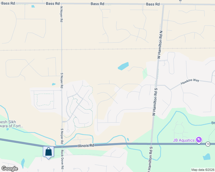 map of restaurants, bars, coffee shops, grocery stores, and more near 207 Hamilton Meadows Lane in Fort Wayne