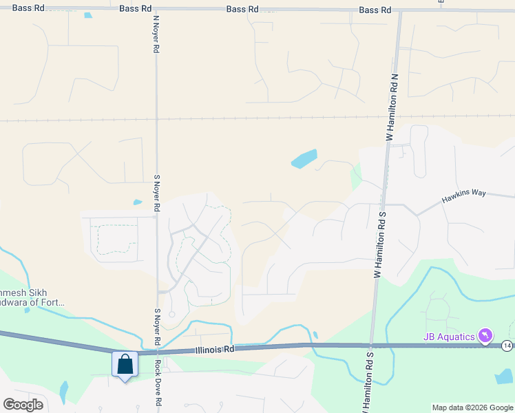 map of restaurants, bars, coffee shops, grocery stores, and more near 207 Hamilton Meadows Lane in Fort Wayne