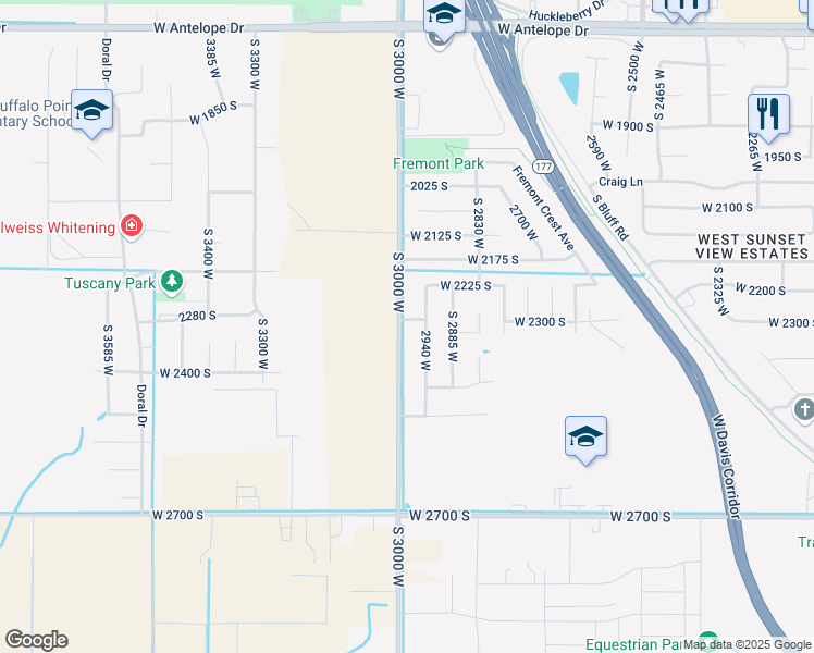 map of restaurants, bars, coffee shops, grocery stores, and more near 2987 West 2300 South in Syracuse