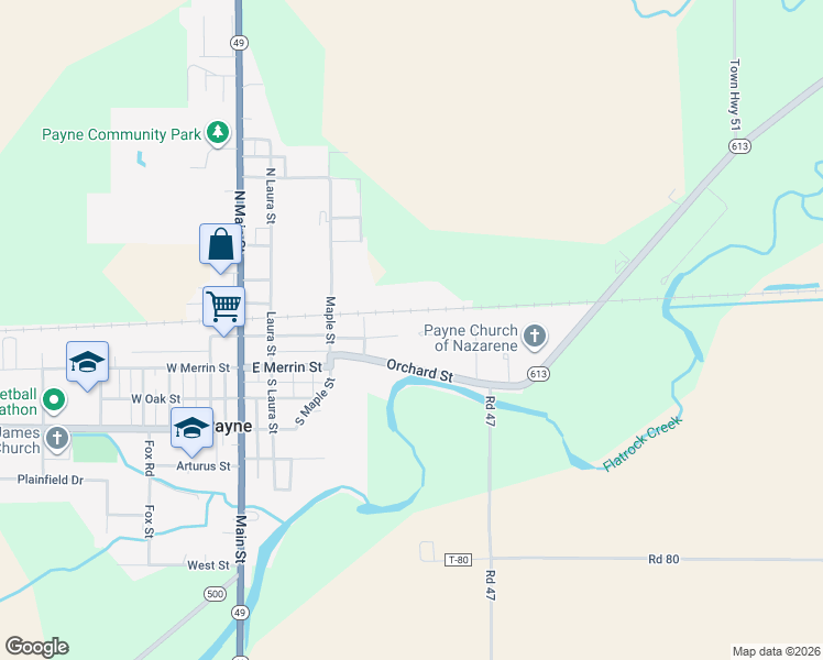 map of restaurants, bars, coffee shops, grocery stores, and more near 123 Proxmire Drive in Payne