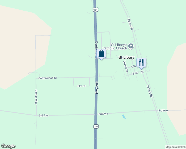 map of restaurants, bars, coffee shops, grocery stores, and more near Cottonwood St in Howard