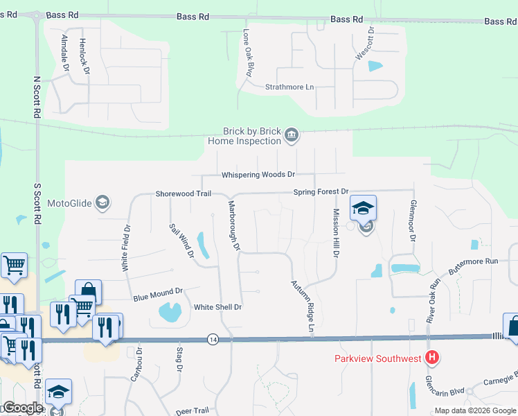 map of restaurants, bars, coffee shops, grocery stores, and more near 309 Ridge Hill Pl in Fort Wayne