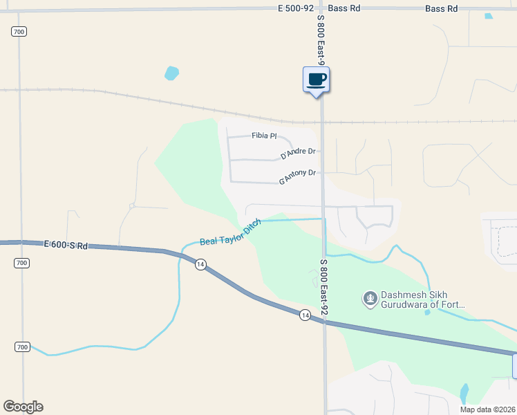 map of restaurants, bars, coffee shops, grocery stores, and more near 7780 East Via Del Sogno-92 in Fort Wayne