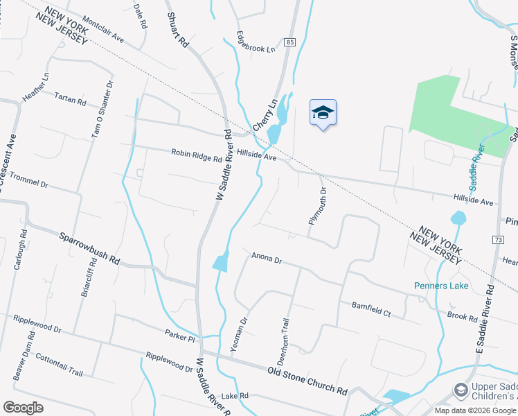 map of restaurants, bars, coffee shops, grocery stores, and more near 12 Rambling Brook Road in Upper Saddle River