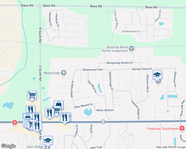 map of restaurants, bars, coffee shops, grocery stores, and more near 216 Glen Cove Pl in Fort Wayne