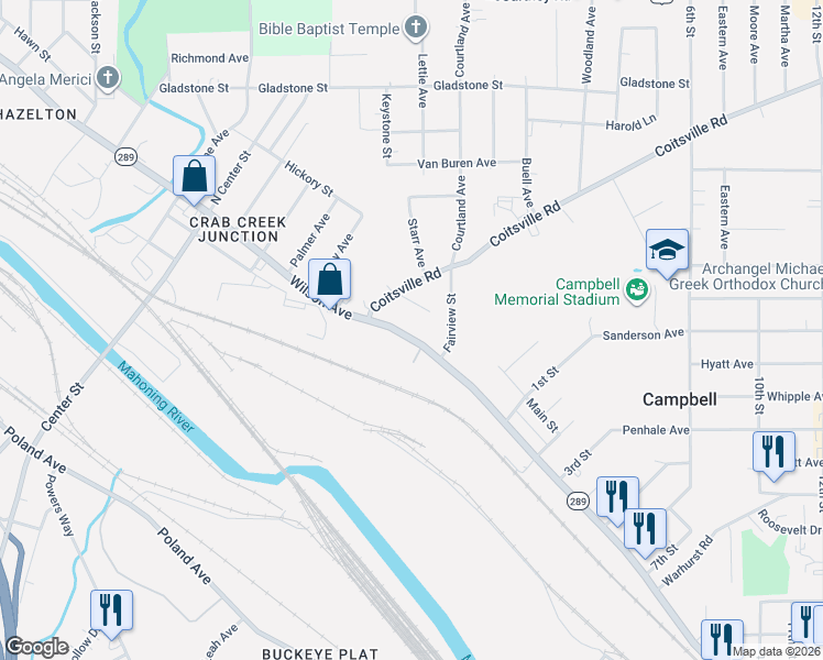 map of restaurants, bars, coffee shops, grocery stores, and more near 2300 Wilson Avenue in Campbell