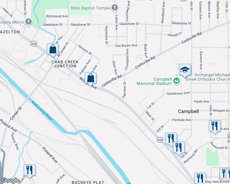 map of restaurants, bars, coffee shops, grocery stores, and more near 2300 Wilson Avenue in Campbell