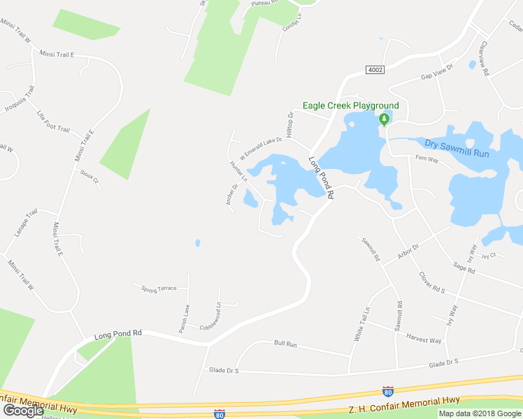 map of restaurants, bars, coffee shops, grocery stores, and more near Powderhorn Road in Long Pond
