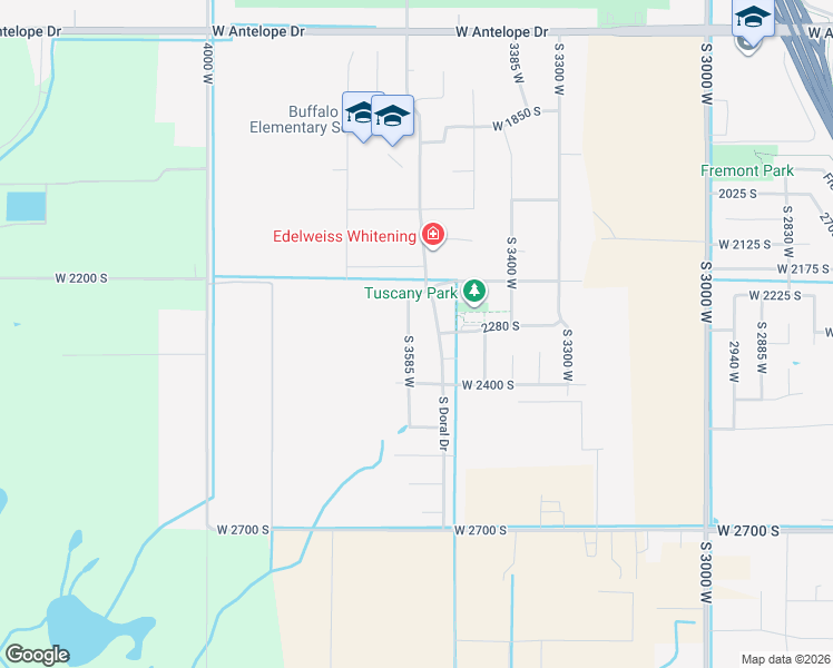 map of restaurants, bars, coffee shops, grocery stores, and more near 2315 South 3585 West in Syracuse