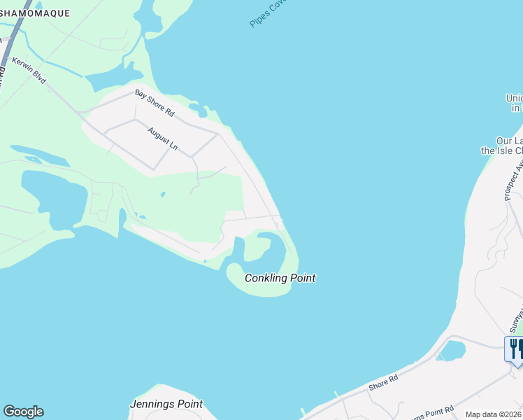 map of restaurants, bars, coffee shops, grocery stores, and more near 4040 Bay Shore Road in Greenport