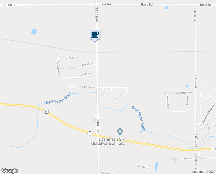 map of restaurants, bars, coffee shops, grocery stores, and more near 15256 Cypress Pointe Drive in Fort Wayne