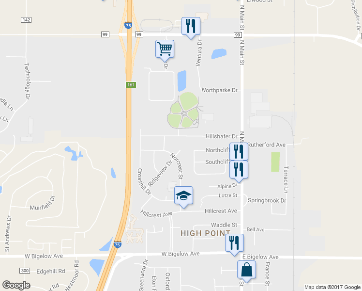 map of restaurants, bars, coffee shops, grocery stores, and more near 3338 Ridgeview Drive in Findlay