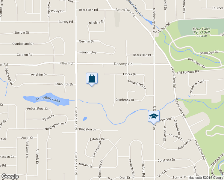 map of restaurants, bars, coffee shops, grocery stores, and more near 2036 Cranbrook Drive in Youngstown