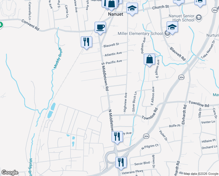 map of restaurants, bars, coffee shops, grocery stores, and more near 356 South Middletown Road in Nanuet