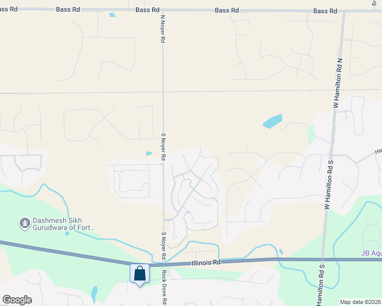 map of restaurants, bars, coffee shops, grocery stores, and more near 149 Greenpointe Parkway in Fort Wayne