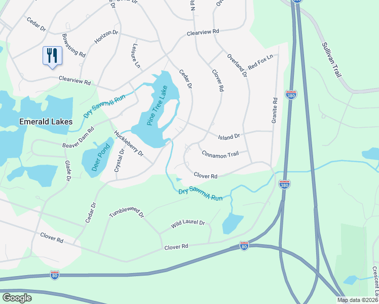 map of restaurants, bars, coffee shops, grocery stores, and more near 3285 Emerald Boulevard in Long Pond