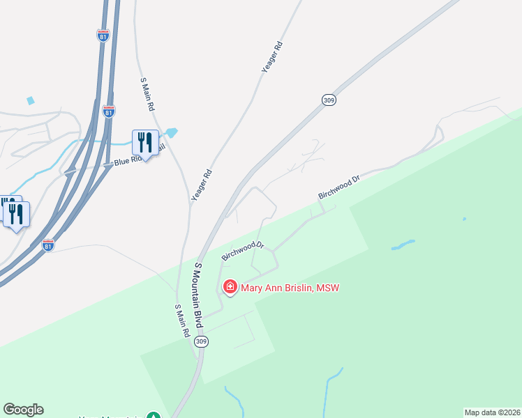 map of restaurants, bars, coffee shops, grocery stores, and more near 120 Bella Vista Drive in Mountain Top