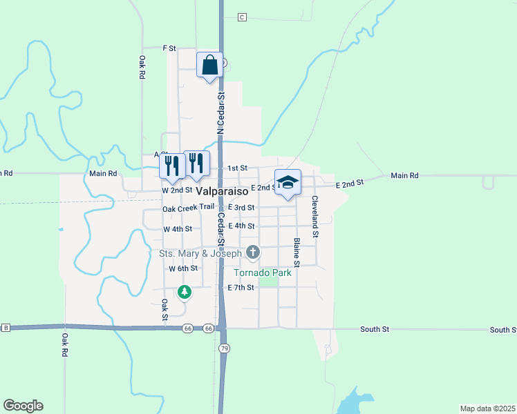map of restaurants, bars, coffee shops, grocery stores, and more near 406 East 3rd Street in Valparaiso