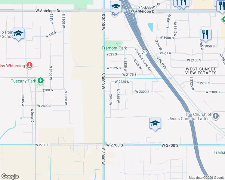 map of restaurants, bars, coffee shops, grocery stores, and more near 2287 2940 West in Syracuse
