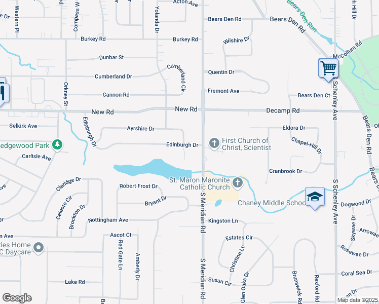 map of restaurants, bars, coffee shops, grocery stores, and more near 3688 Ayrshire Dr in Youngstown