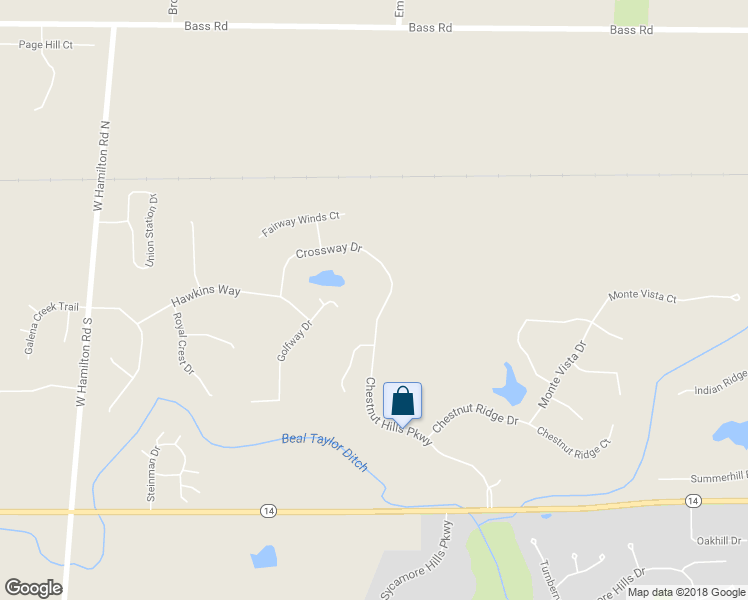 map of restaurants, bars, coffee shops, grocery stores, and more near 118 Chestnut Hills Parkway in Fort Wayne