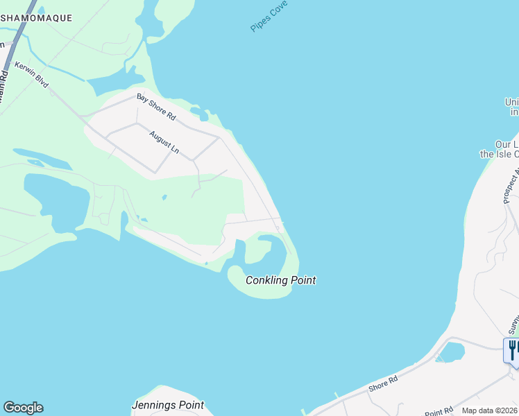 map of restaurants, bars, coffee shops, grocery stores, and more near 4040 Bay Shore Road in Greenport