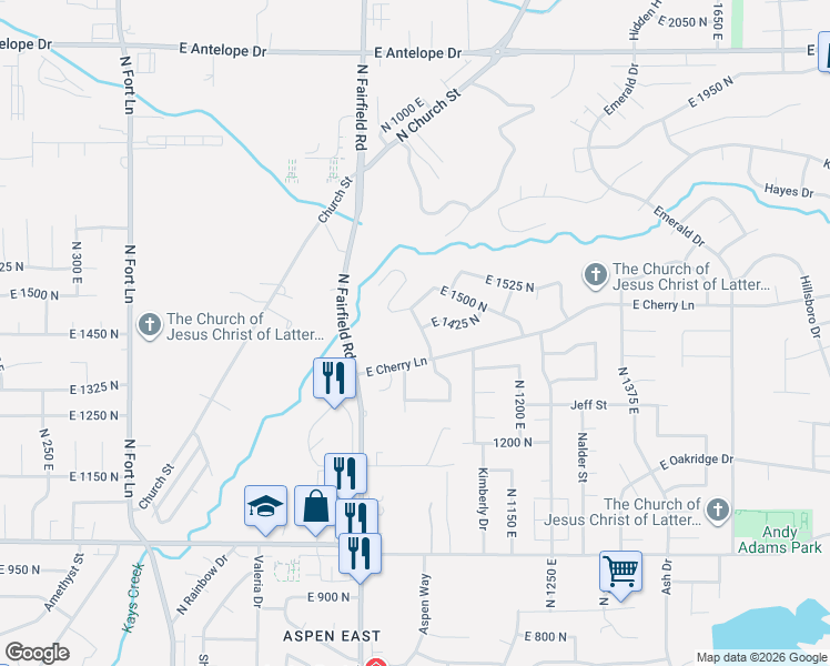map of restaurants, bars, coffee shops, grocery stores, and more near 1419 North 1000 East in Layton