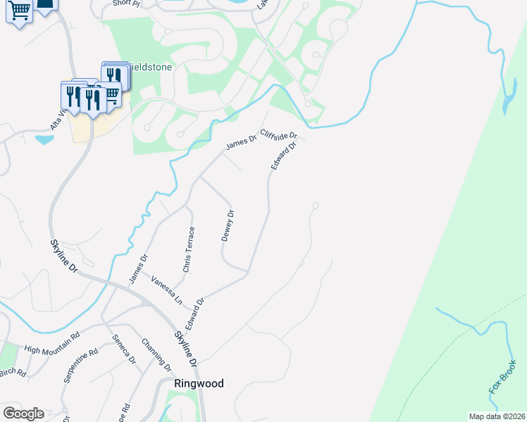 map of restaurants, bars, coffee shops, grocery stores, and more near 107 Edward Drive in Ringwood