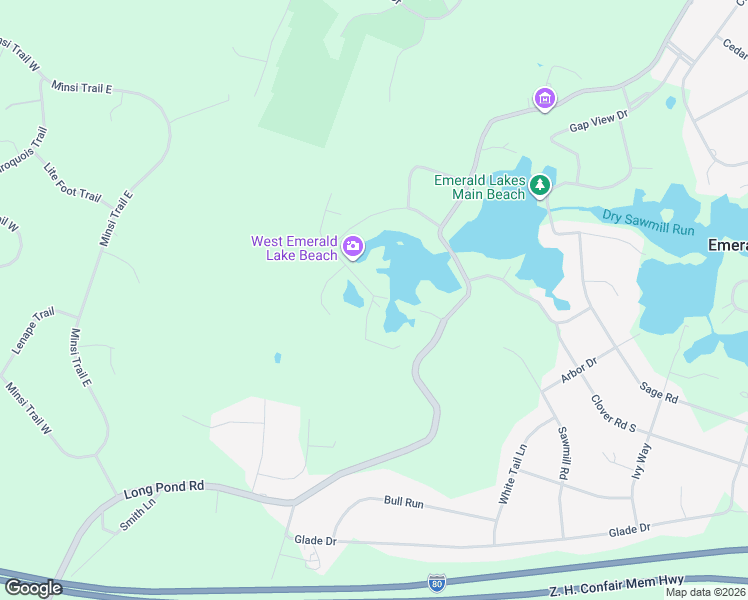 map of restaurants, bars, coffee shops, grocery stores, and more near Powderhorn Rd in Long Pond