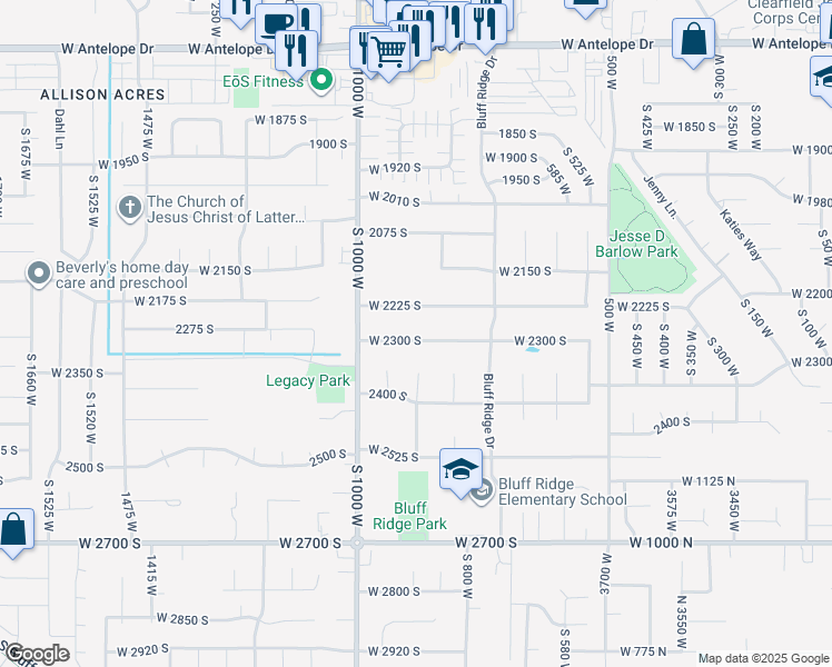 map of restaurants, bars, coffee shops, grocery stores, and more near 904 West 2300 South in Syracuse