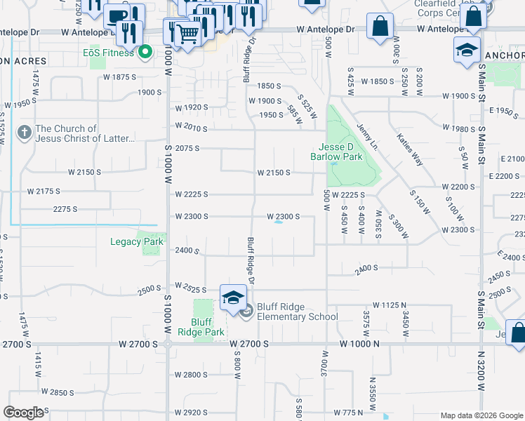 map of restaurants, bars, coffee shops, grocery stores, and more near 714 West 2300 South in Syracuse