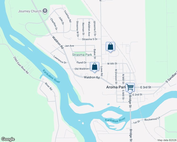 map of restaurants, bars, coffee shops, grocery stores, and more near 3306 Waldron Road in Kankakee