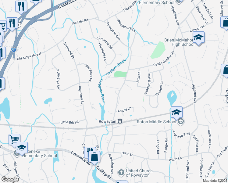 map of restaurants, bars, coffee shops, grocery stores, and more near 347 Rowayton Avenue in Norwalk
