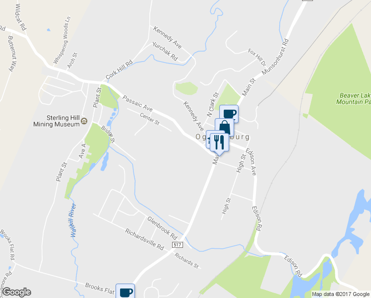 map of restaurants, bars, coffee shops, grocery stores, and more near 42 Center St in Ogdensburg