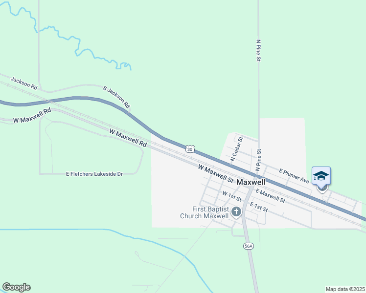 map of restaurants, bars, coffee shops, grocery stores, and more near in Maxwell