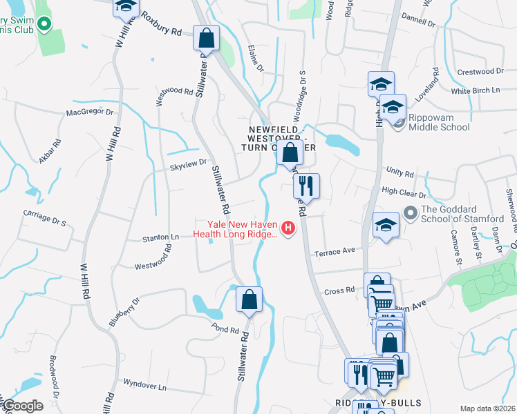 map of restaurants, bars, coffee shops, grocery stores, and more near 62 London Lane in Stamford