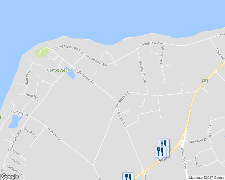 map of restaurants, bars, coffee shops, grocery stores, and more near 460 Lighthouse Road in Southold
