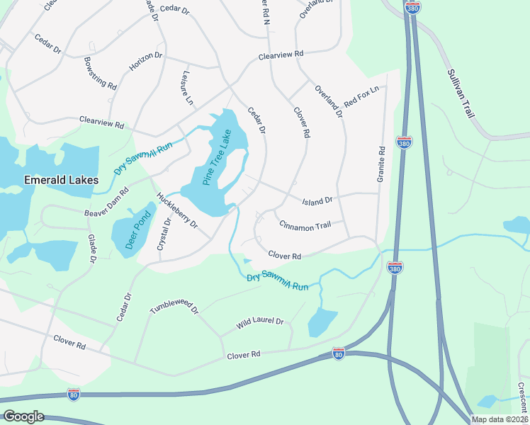 map of restaurants, bars, coffee shops, grocery stores, and more near Clover Road North in Long Pond