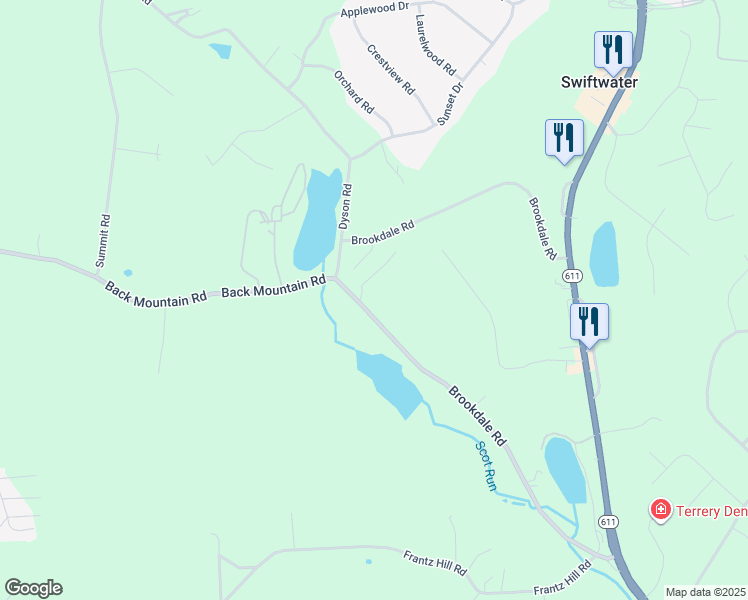 map of restaurants, bars, coffee shops, grocery stores, and more near 2497 Brookdale Road in Monroe County