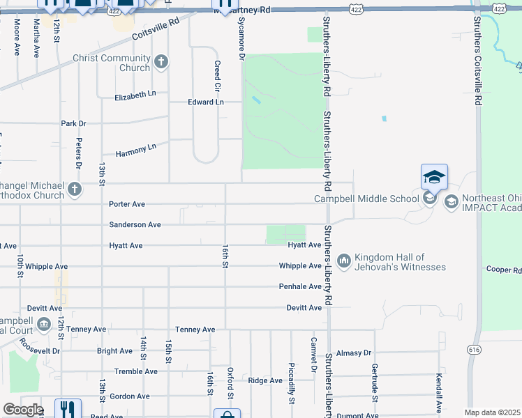 map of restaurants, bars, coffee shops, grocery stores, and more near 753 Porter Avenue in Campbell