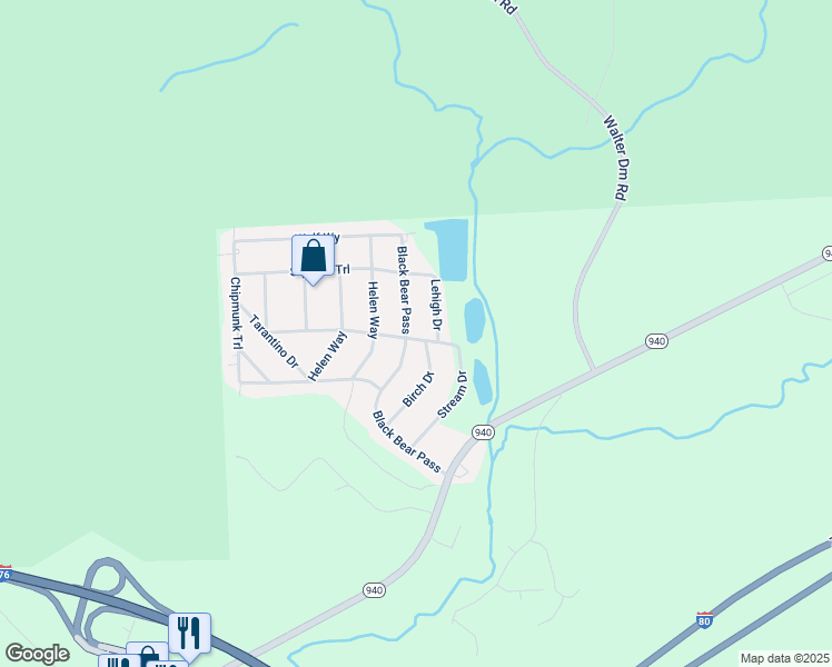 map of restaurants, bars, coffee shops, grocery stores, and more near 80 Black Bear Pass in White Haven