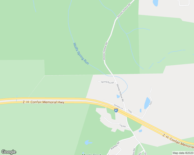 map of restaurants, bars, coffee shops, grocery stores, and more near 124 Spring Run Road in Monroe County