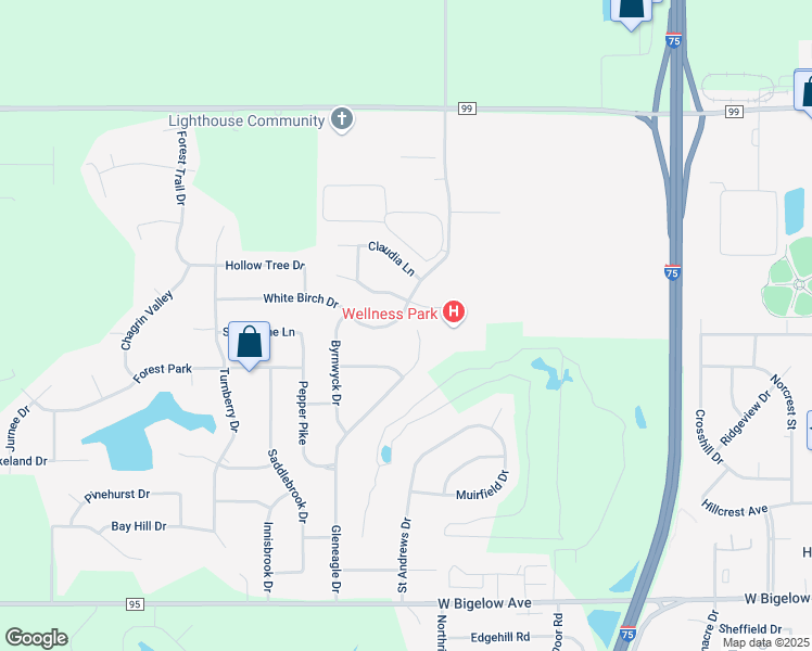 map of restaurants, bars, coffee shops, grocery stores, and more near 3401 Technology Drive in Findlay