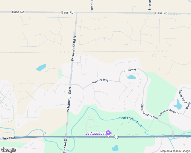 map of restaurants, bars, coffee shops, grocery stores, and more near 308 Club Course Drive in Fort Wayne
