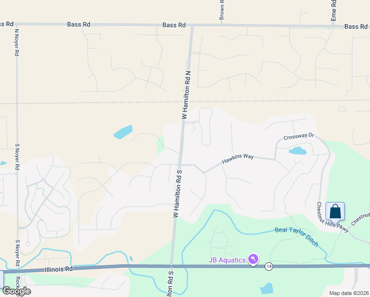 map of restaurants, bars, coffee shops, grocery stores, and more near 220 West Hamilton Road North in Fort Wayne