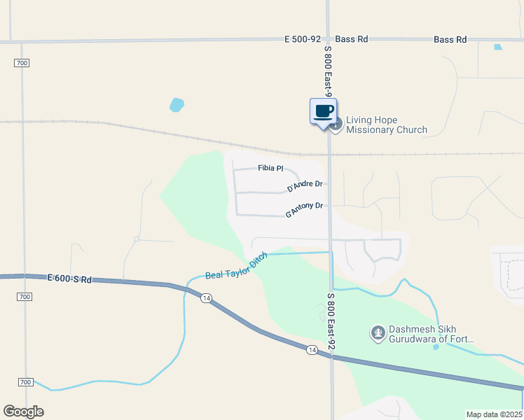 map of restaurants, bars, coffee shops, grocery stores, and more near 7767 G'Antony Drive in Fort Wayne