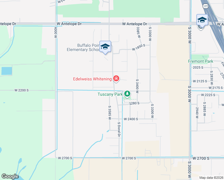 map of restaurants, bars, coffee shops, grocery stores, and more near 3542 West 2200 South in Syracuse