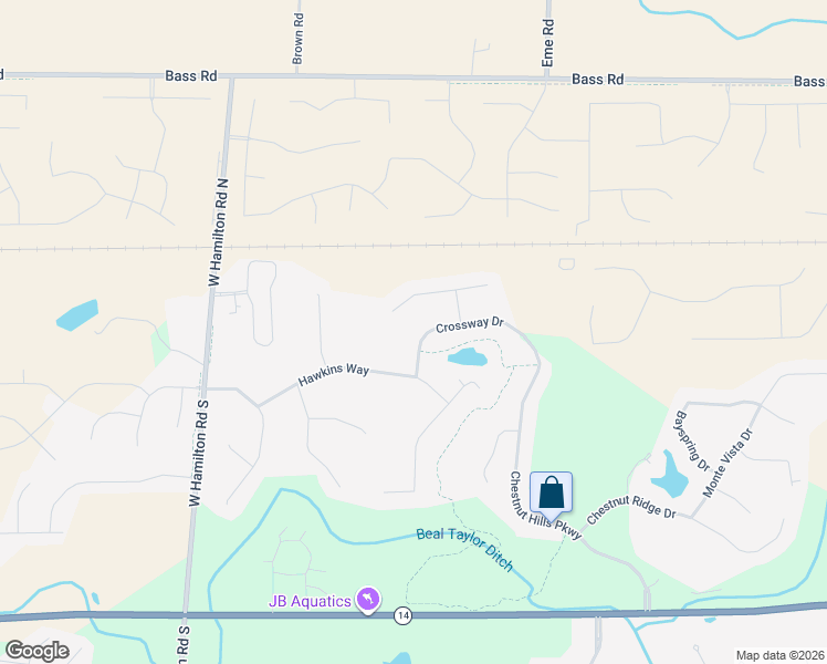 map of restaurants, bars, coffee shops, grocery stores, and more near 12114 Crossway Drive in Fort Wayne