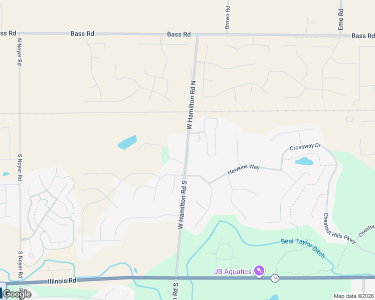 map of restaurants, bars, coffee shops, grocery stores, and more near 220 W Hamilton Road North in Fort Wayne