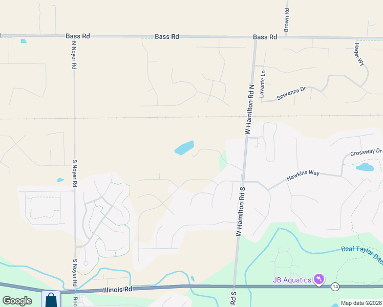 map of restaurants, bars, coffee shops, grocery stores, and more near 207 West Hamilton Road North in Fort Wayne